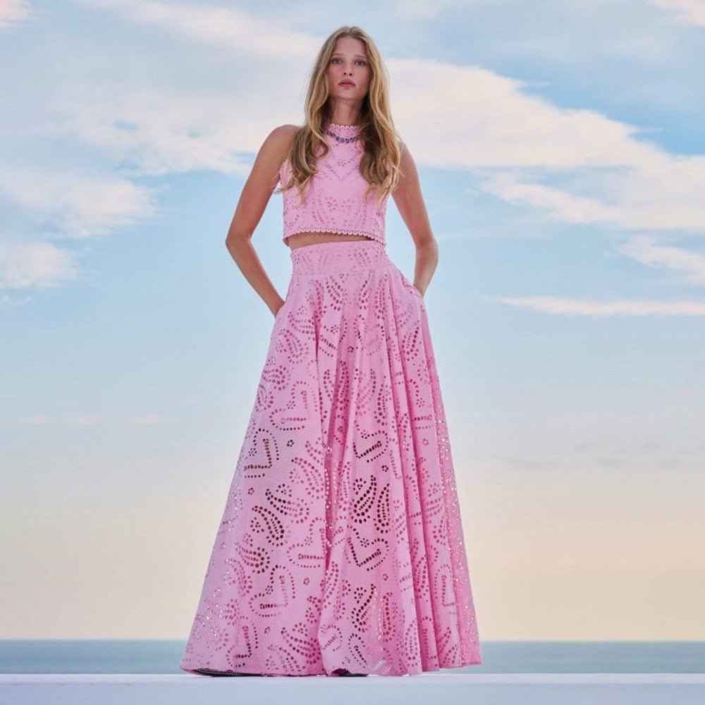 Amara – Zweiteiliges Sommer-Set mit Cut-out-Stickerei und Maxi-Rock Modehuis-Nederland