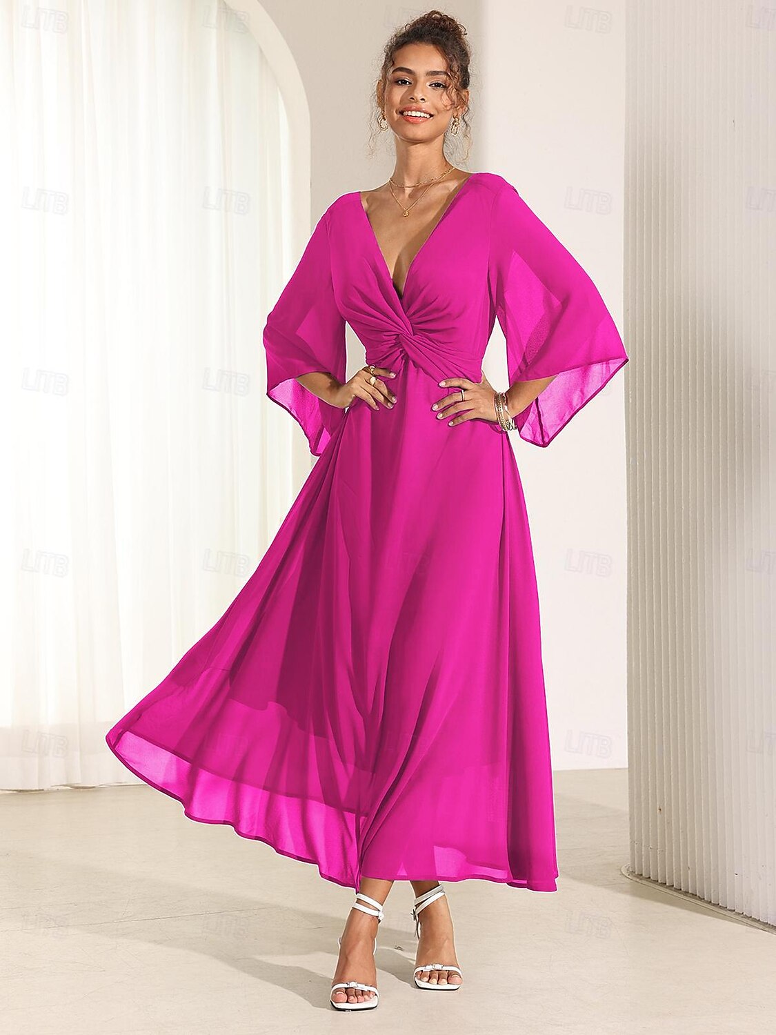 Isabellaâ„¢ | Lange jurk met elegante ruches Modehuis-Nederland