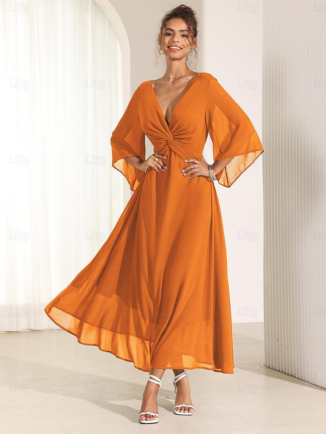Isabellaâ„¢ | Lange jurk met elegante ruches Modehuis-Nederland