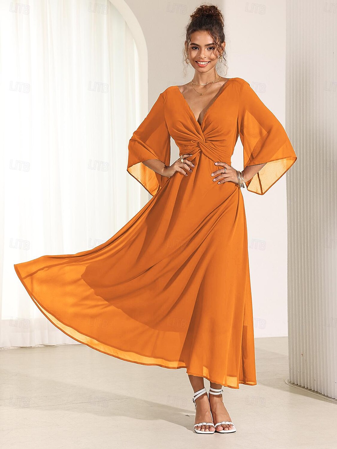Isabellaâ„¢ | Lange jurk met elegante ruches Modehuis-Nederland