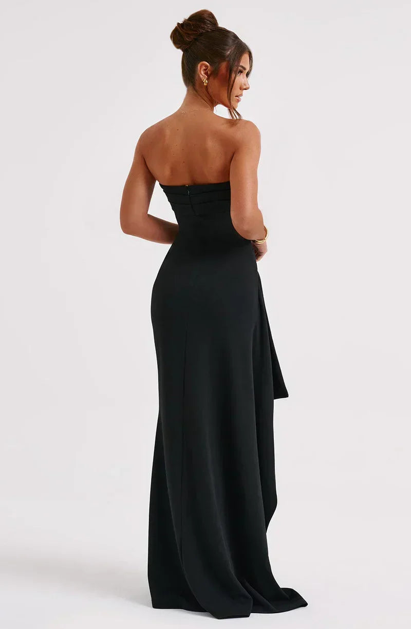 Jackie | Twisted maxi dress without shoulders Modehuis-Nederland