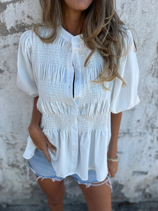 ELIZA™ - Pleated Button-Up Blouse Modehuis-Nederland