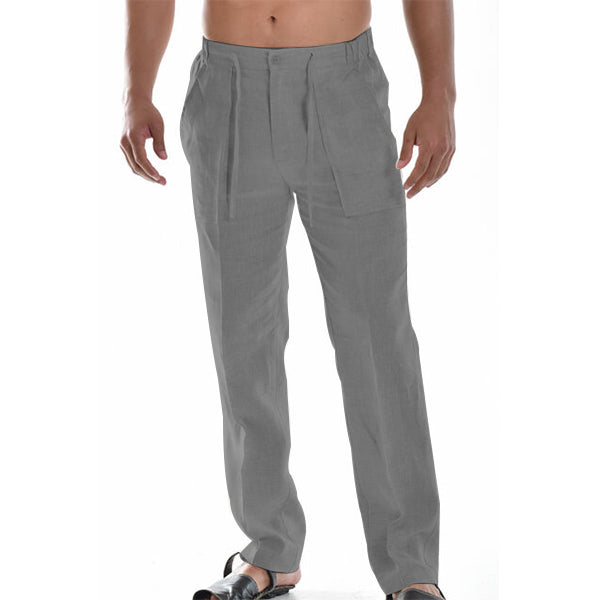 Thaddeus - Ademende Zomer Linnen Broek voor Heren - Koel, Comfortabel en Stijlvol met Elastische Taillekoord Strand Yoga Broek Modehuis-Nederland