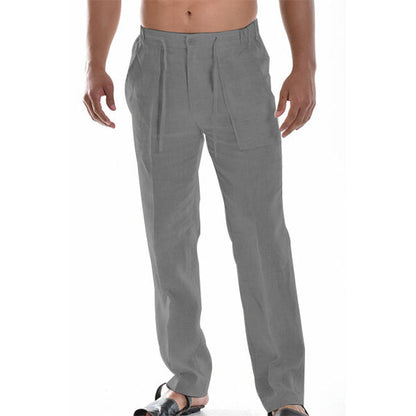 Thaddeus - Ademende Zomer Linnen Broek voor Heren - Koel, Comfortabel en Stijlvol met Elastische Taillekoord Strand Yoga Broek Modehuis-Nederland