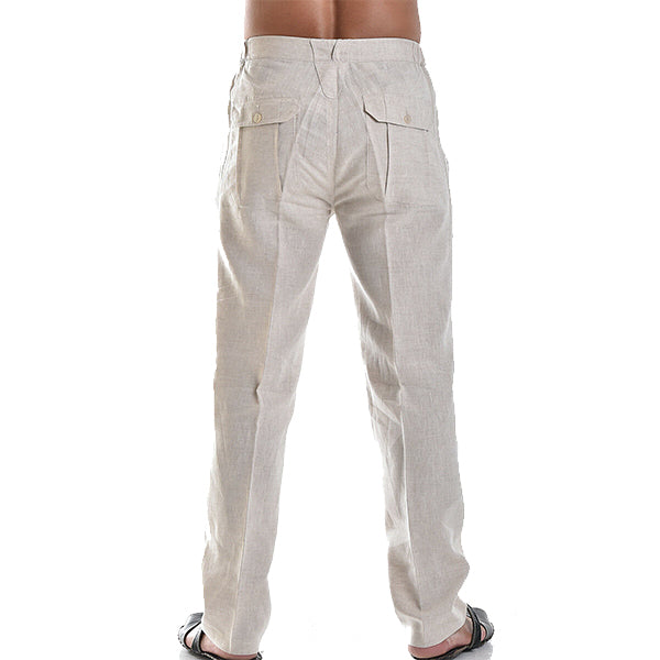 Thaddeus - Ademende Zomer Linnen Broek voor Heren - Koel, Comfortabel en Stijlvol met Elastische Taillekoord Strand Yoga Broek Modehuis-Nederland