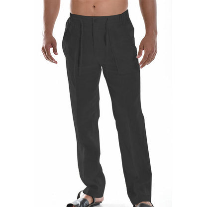 Thaddeus - Ademende Zomer Linnen Broek voor Heren - Koel, Comfortabel en Stijlvol met Elastische Taillekoord Strand Yoga Broek Modehuis-Nederland