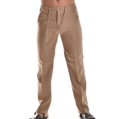 Thaddeus - Ademende Zomer Linnen Broek voor Heren - Koel, Comfortabel en Stijlvol met Elastische Taillekoord Strand Yoga Broek Modehuis-Nederland