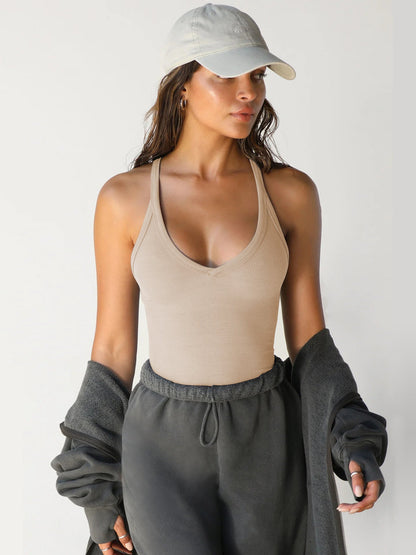 Top dames wit halter met V-hals – Gina Modehuis-Nederland