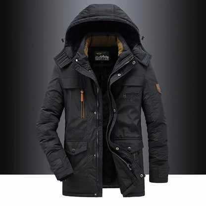Heren winterparka met middellange snit en gestructureerde capuchon