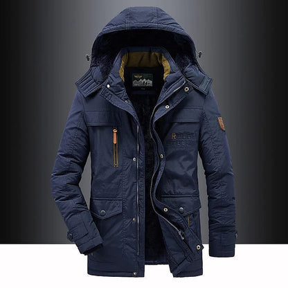 Heren winterparka met middellange snit en gestructureerde capuchon
