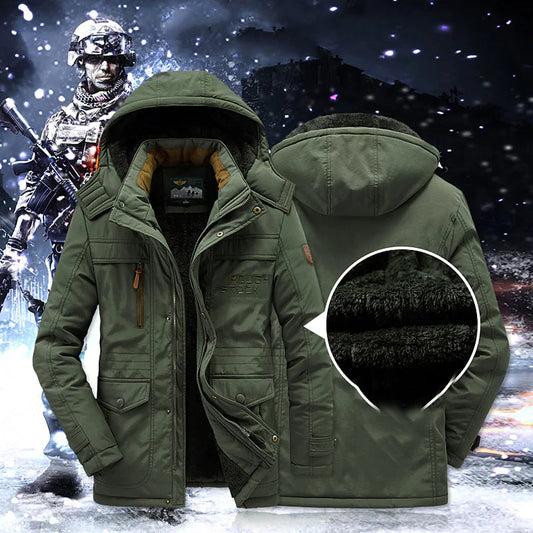 Heren winterparka met middellange snit en gestructureerde capuchon
