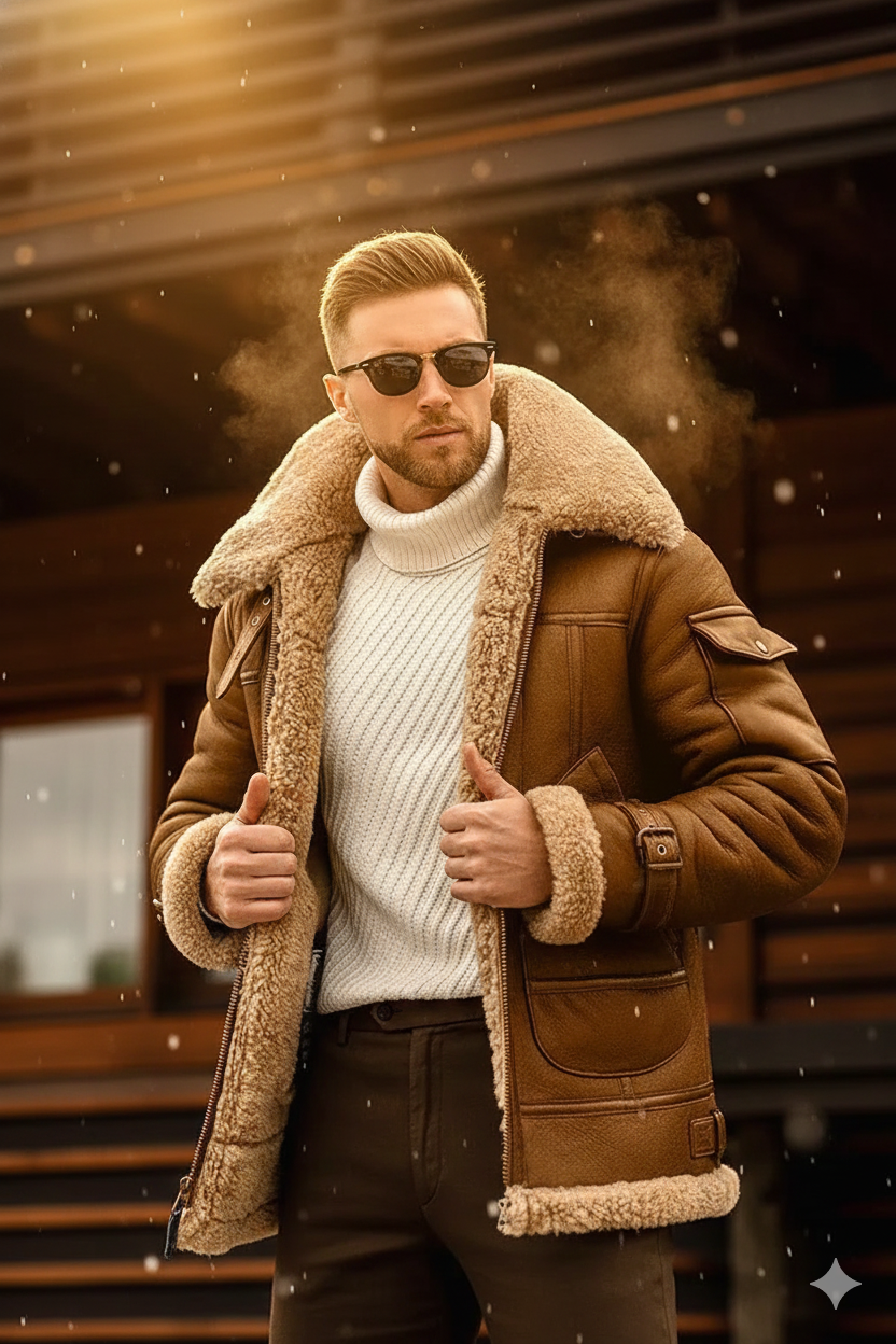 Markus Aviator Jacket Shearling Kraag Heren