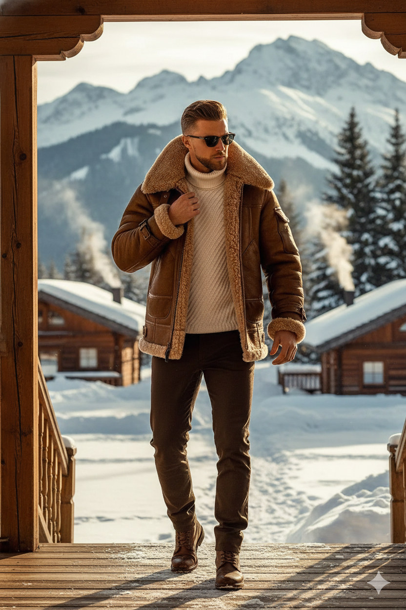 Markus Aviator Jacket Shearling Kraag Heren