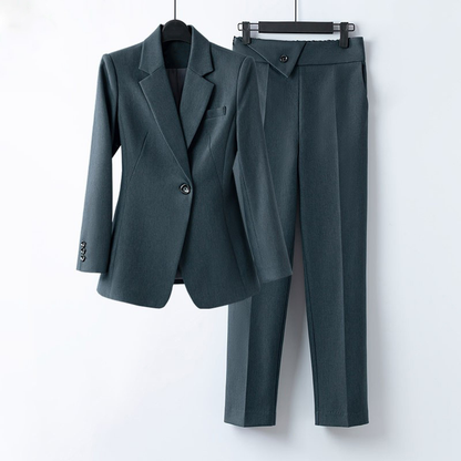 Dames getailleerd 2 delig pak dames stretch met smalle taille