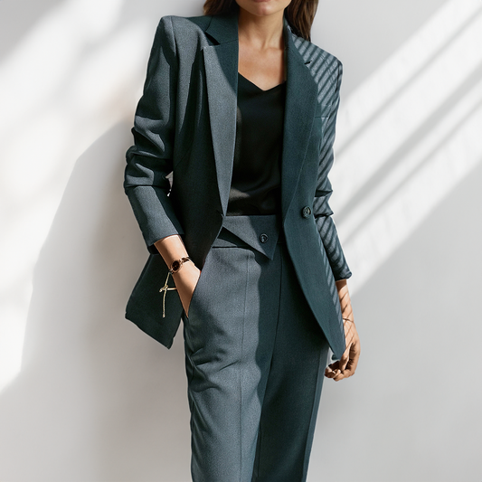 Dames getailleerd 2 delig pak dames stretch met smalle taille