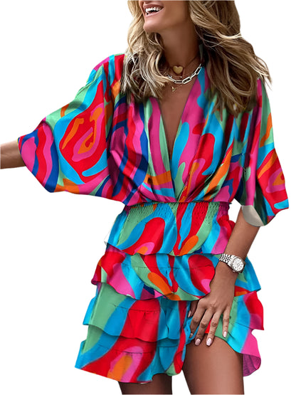 Dames jurk met verstelbare taille en vloeiend zomersilhouet