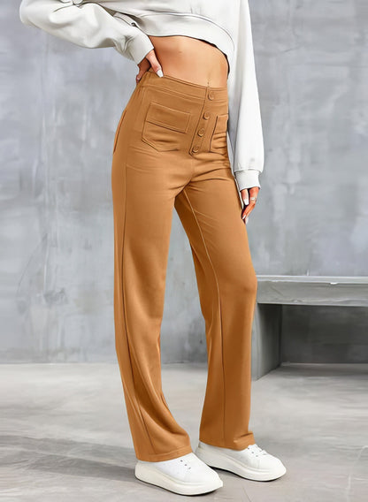 Dames broek met hoge taille en smal toelopende pijp