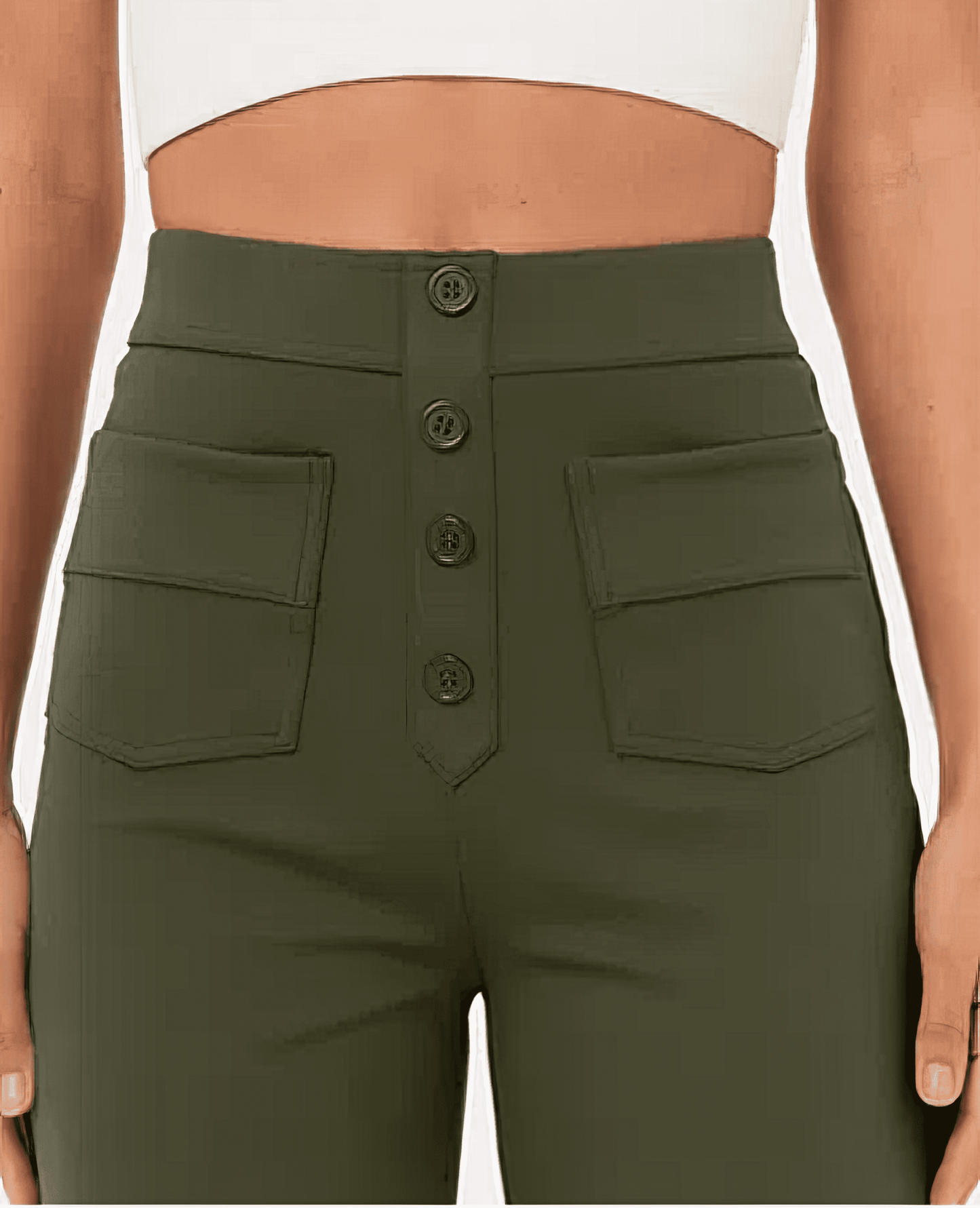 Dames broek met hoge taille en smal toelopende pijp