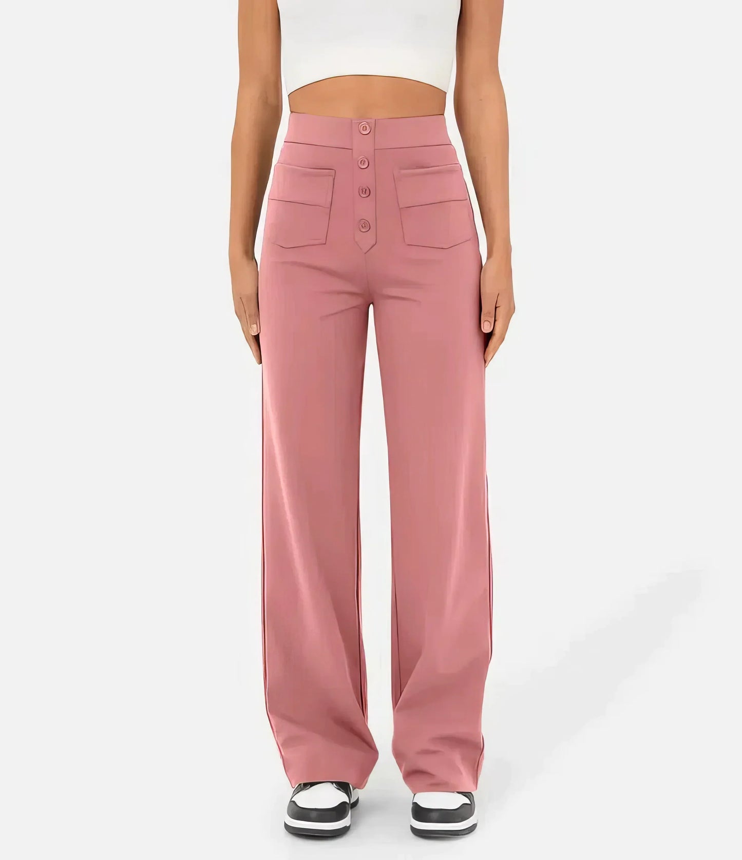 Dames broek met hoge taille en smal toelopende pijp