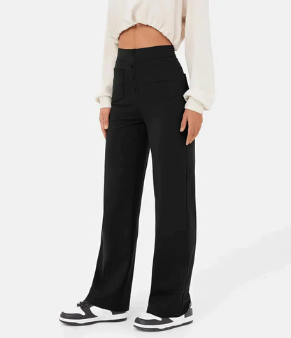 Dames broek met hoge taille en smal toelopende pijp