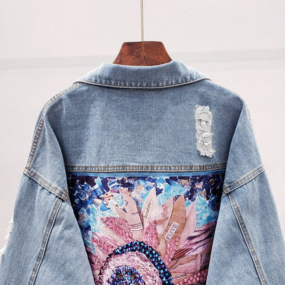 Dames Spijkerjack| festival vibe & art detail Modehuis-Nederland