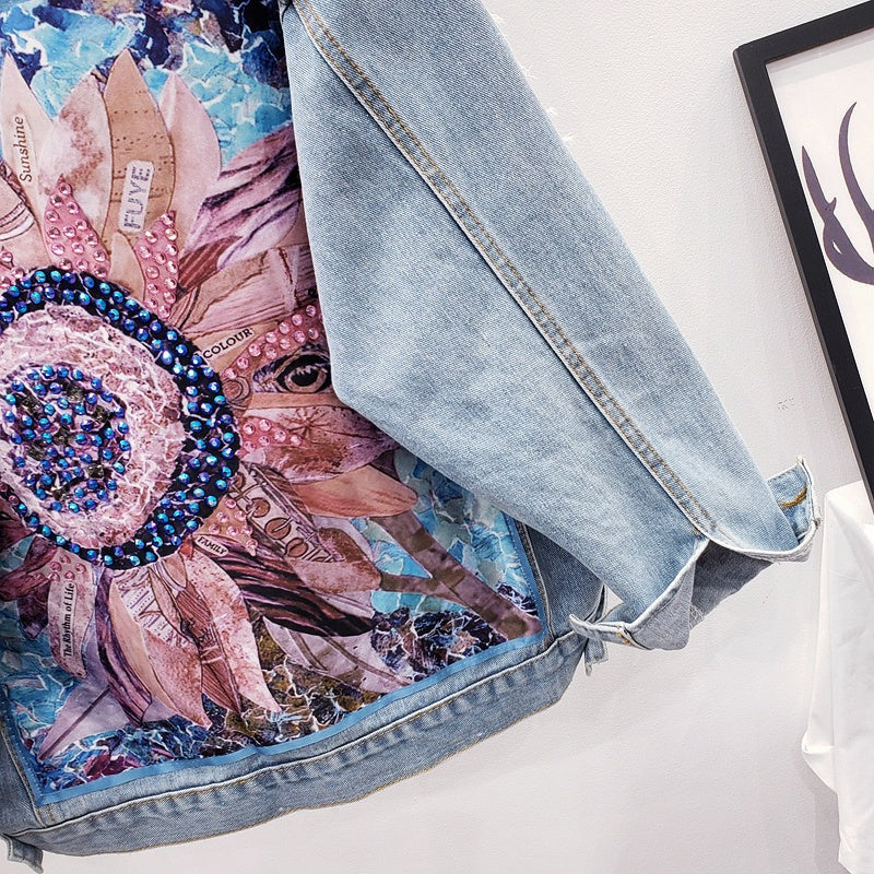 Dames Spijkerjack| festival vibe & art detail Modehuis-Nederland