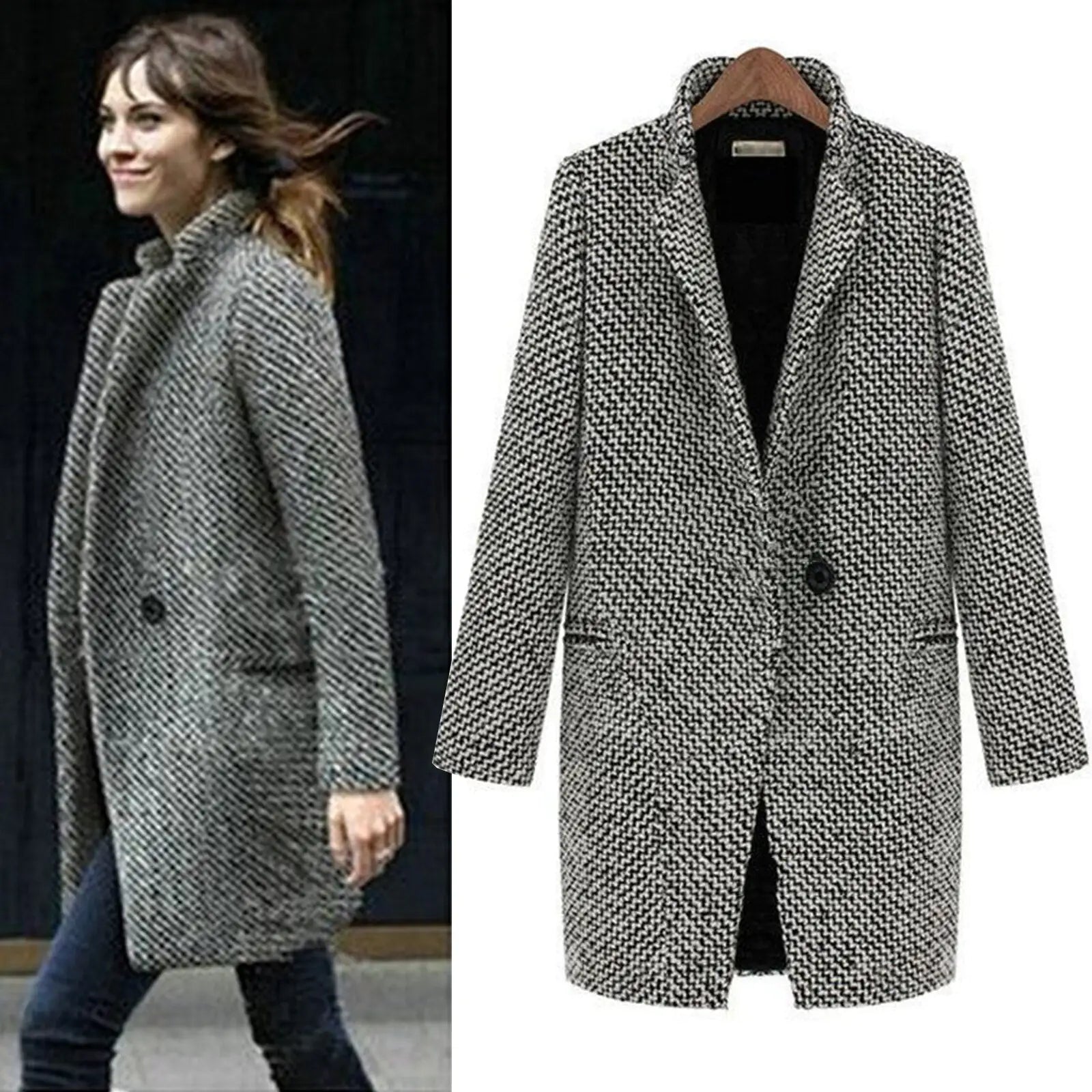 Cheska | Lange Jacke Mantel aus Wolle Modehuis-Nederland