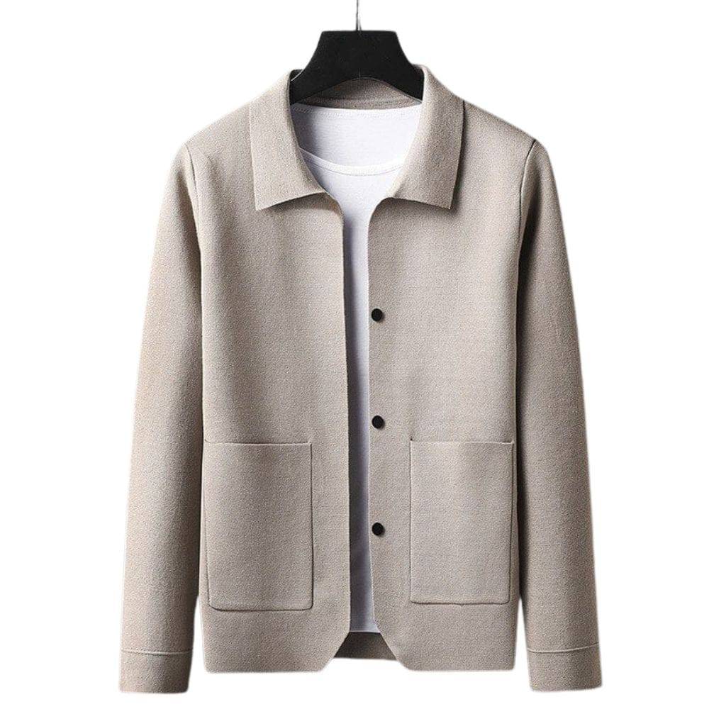 Knitted Cardigan with Front Pockets and Button Closure Modehuis-Nederland