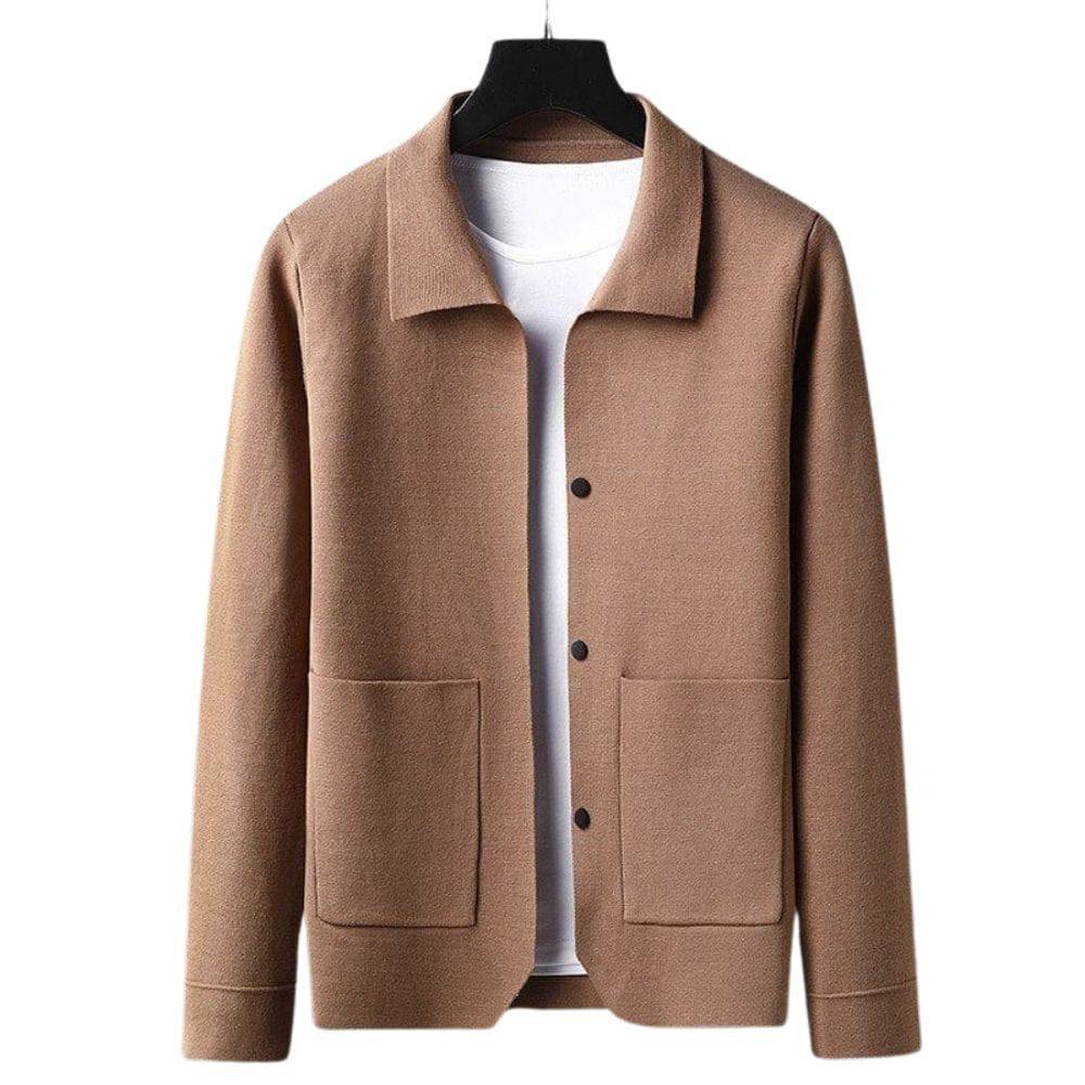 Knitted Cardigan with Front Pockets and Button Closure Modehuis-Nederland