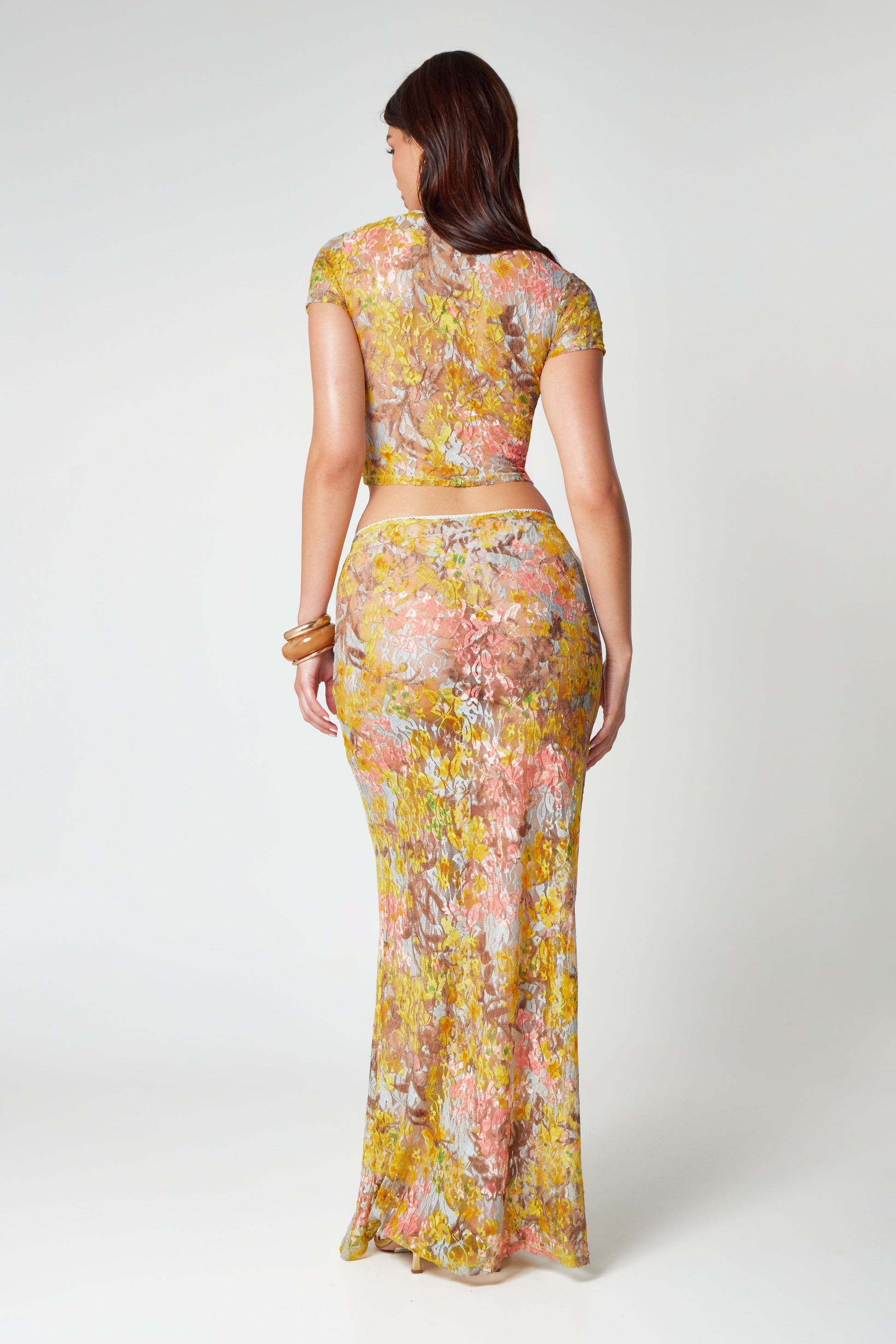 Lace co-ord set met maxi rok en crop top – Selora Modehuis-Nederland