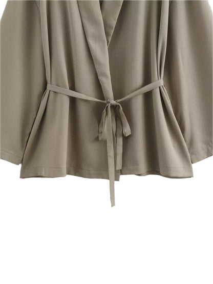 Dames kimono set met open jasje en rechte broek