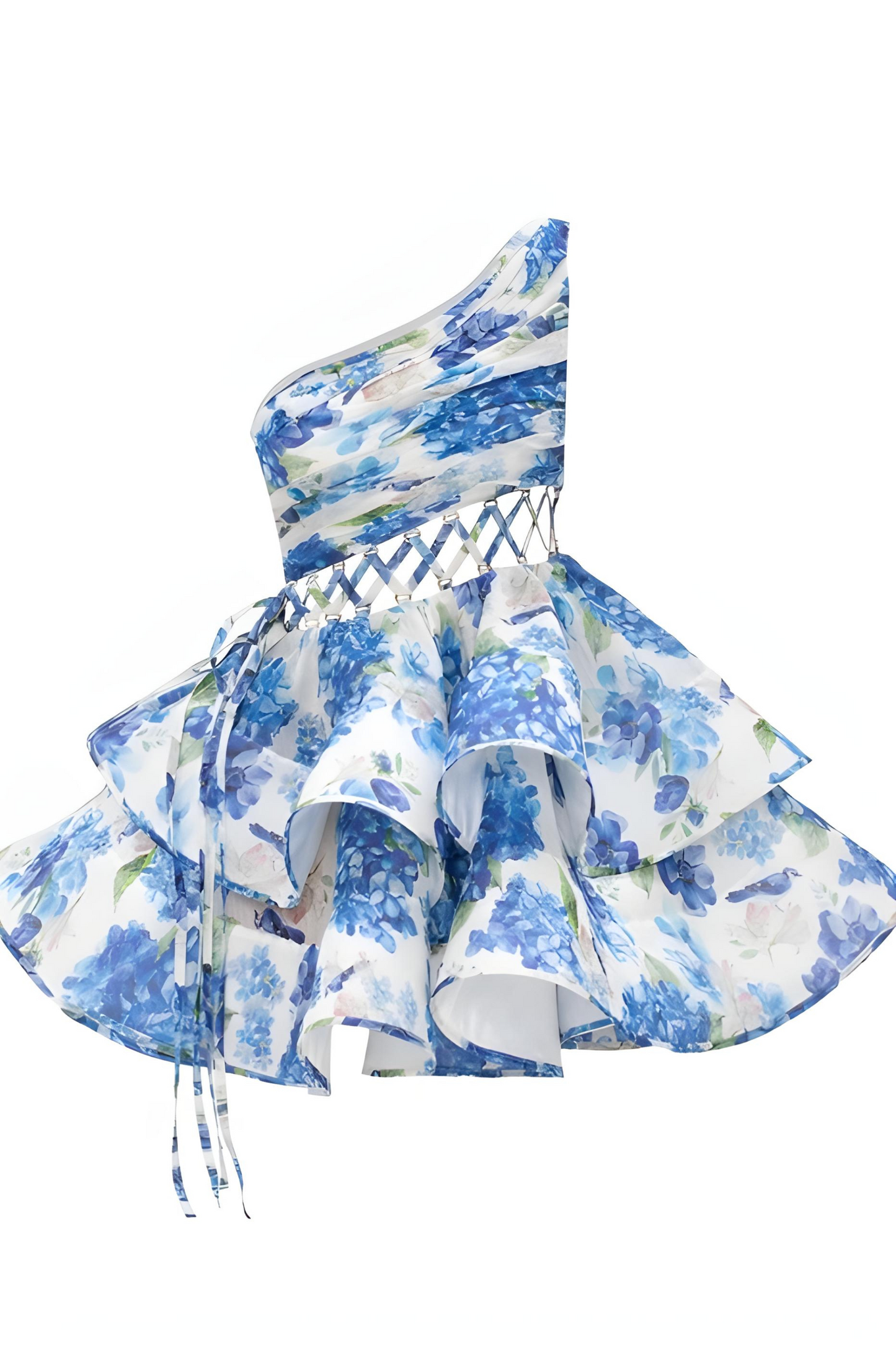 Dames one shoulder jurk met uitsnede en gelaagde rok