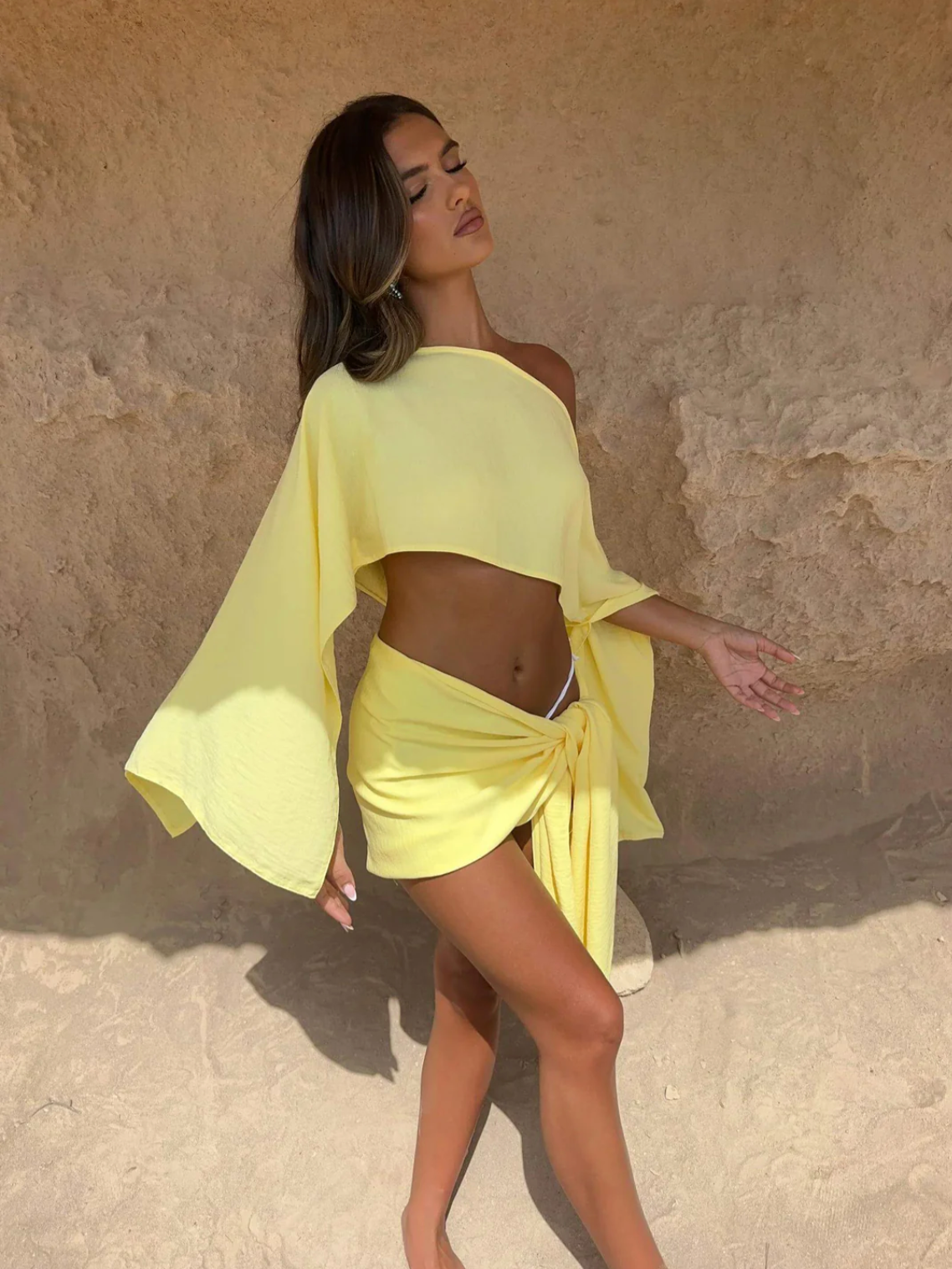 Dames zomerset met wikkelrok en mouwloze top