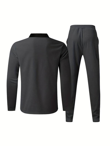 Heren trainingspak met halve rits en rechte broek