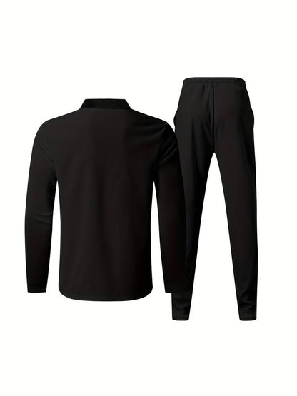Heren trainingspak met halve rits en rechte broek