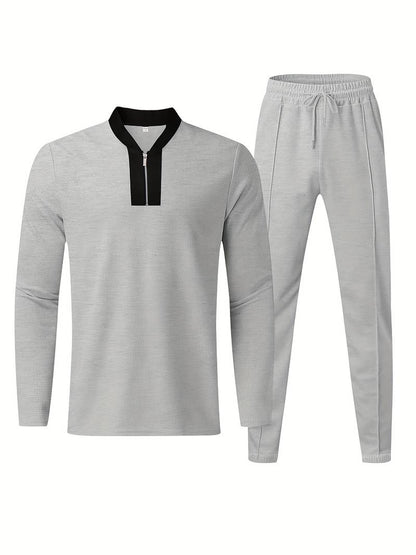 Heren trainingspak met halve rits en rechte broek