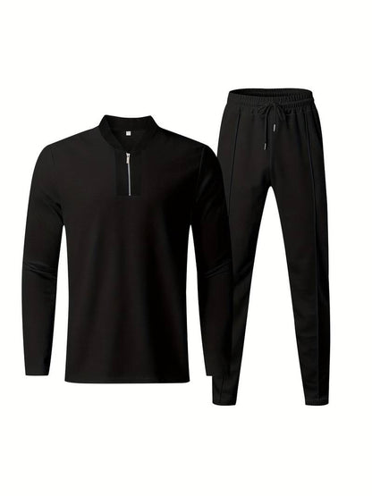 Heren trainingspak met halve rits en rechte broek