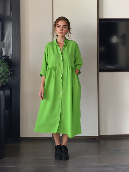 Knoop midi-jurk | Mouwen tot de elleboog Modehuis-Nederland