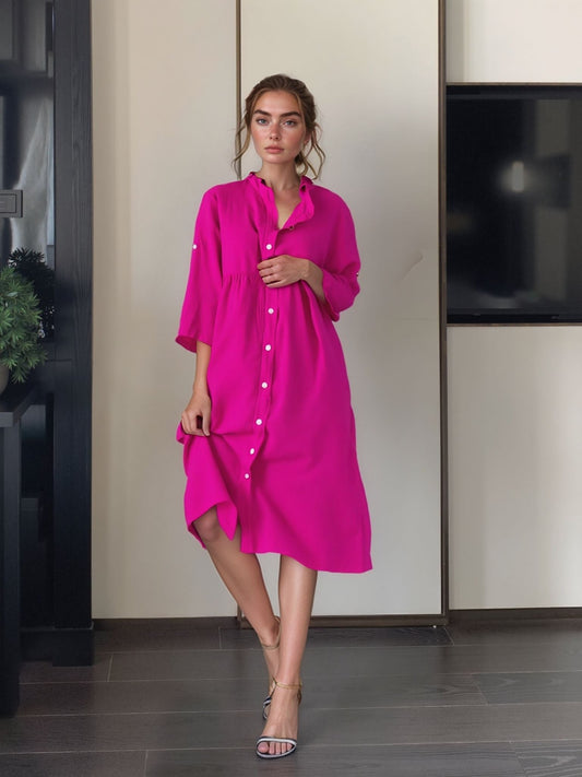 Knoop midi-jurk | Mouwen tot de elleboog Modehuis-Nederland