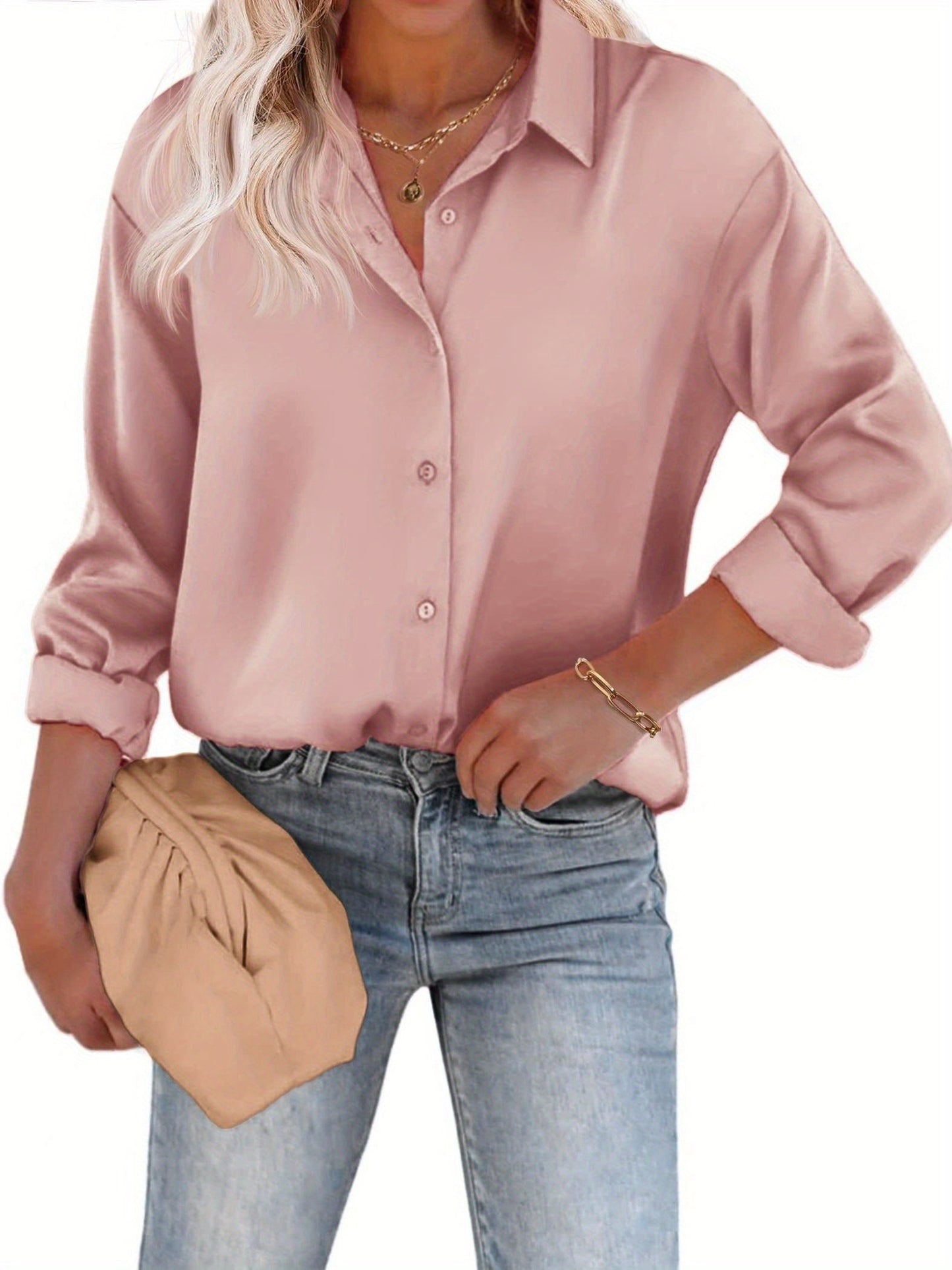 Dames blouse met klassieke kraag en vloeiend silhouet
