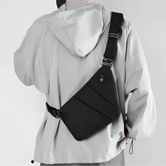 Uniseks schoudertas met verborgen vakken en minimalistisch silhouet