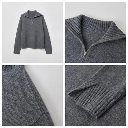 Ivey | Casual wolle dames sweaters met halve rits Modehuis-Nederland
