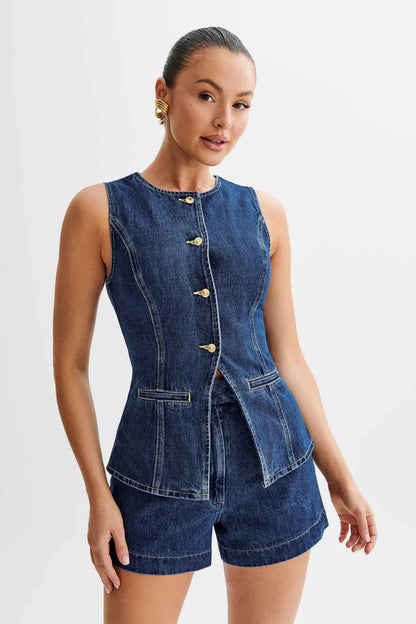 Geertrude | Getailleerde Denimset voor Dames Modehuis-Nederland