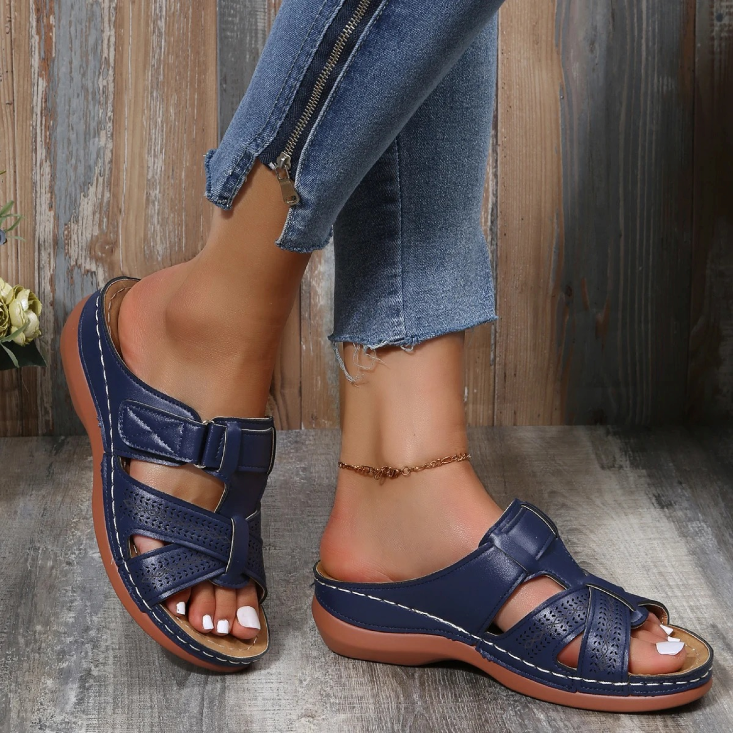 Vera - Orthopedische Leren Dames Sandalen met Open Teen Modehuis-Nederland