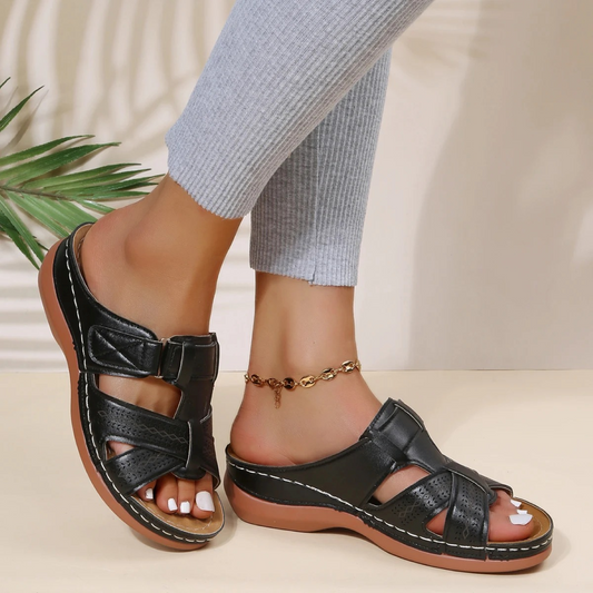 Vera - Orthopedische Leren Dames Sandalen met Open Teen Modehuis-Nederland
