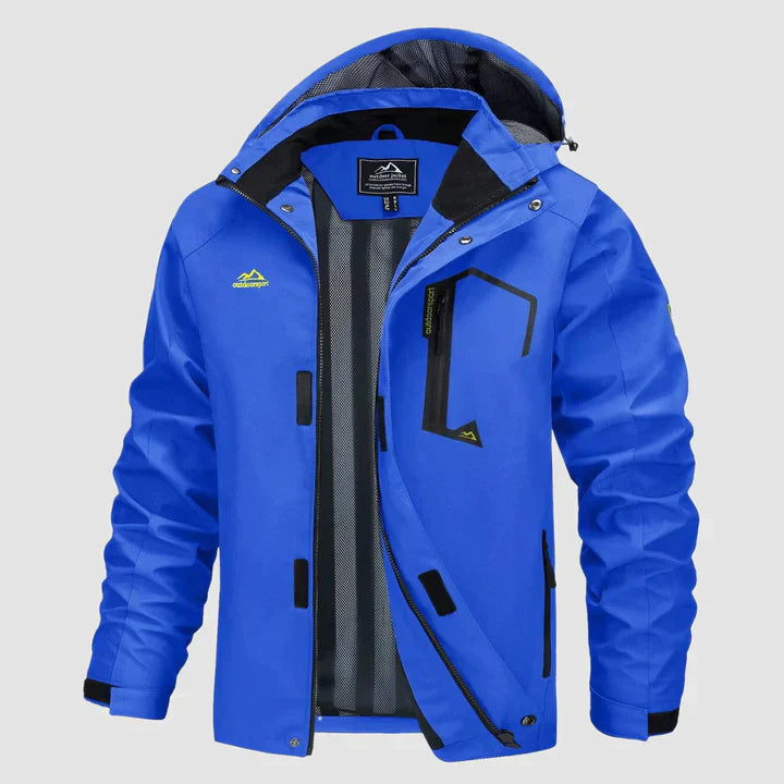 Heren winterjas met hoge kraag en recht silhouet