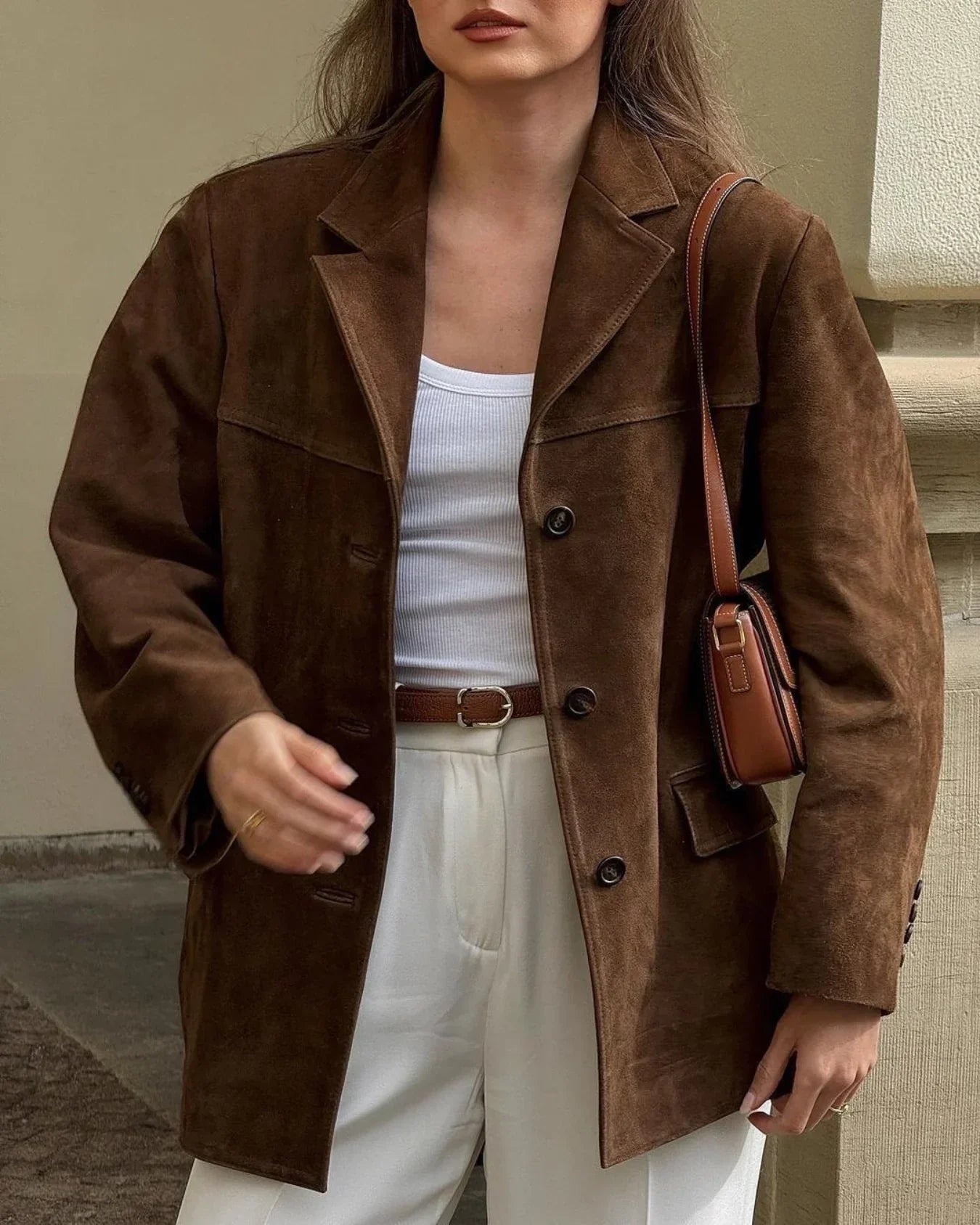 NINA – Suède leren blazer Modehuis-Nederland
