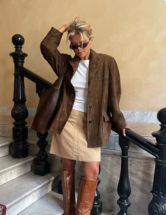 NINA – Suède leren blazer Modehuis-Nederland