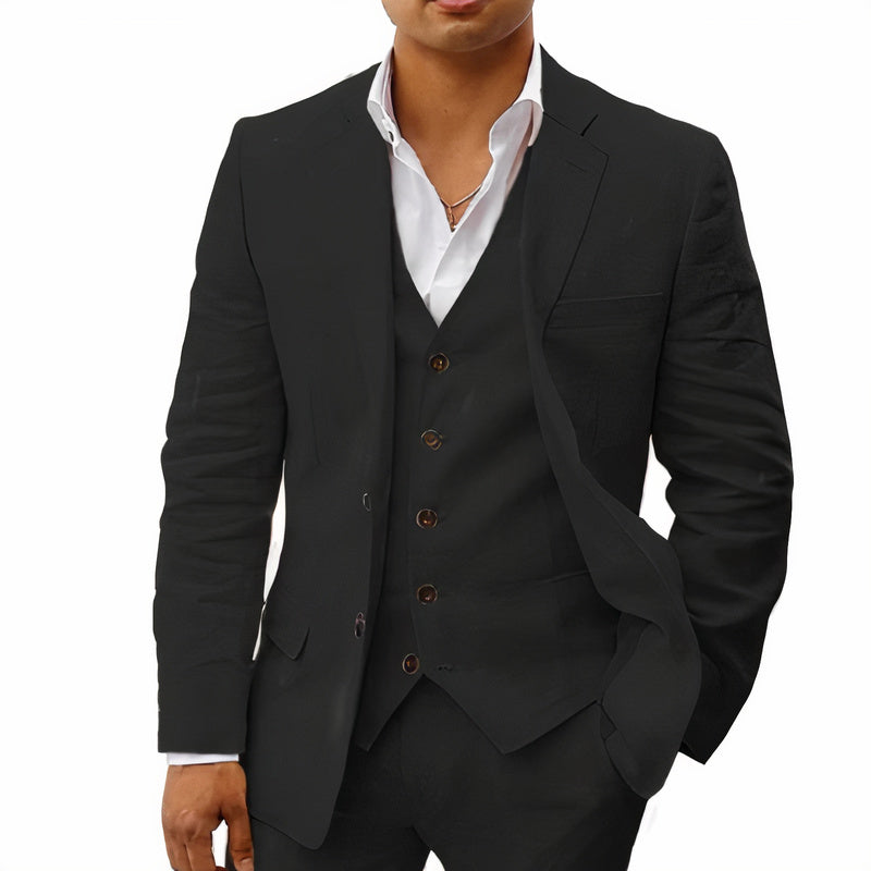 Heren driedelig maatpak met gilet en klassiek colbert