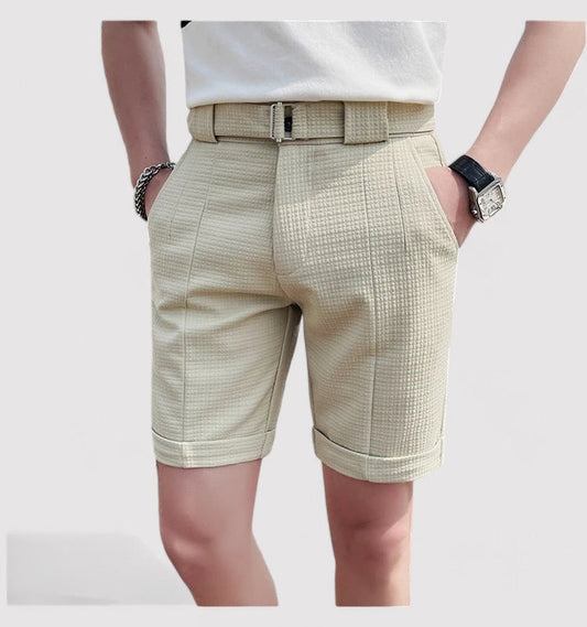 Heren geruite korte broek met verstelbare riem